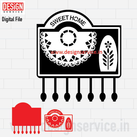 Laser Cutting Design Sweet Home Key Holder