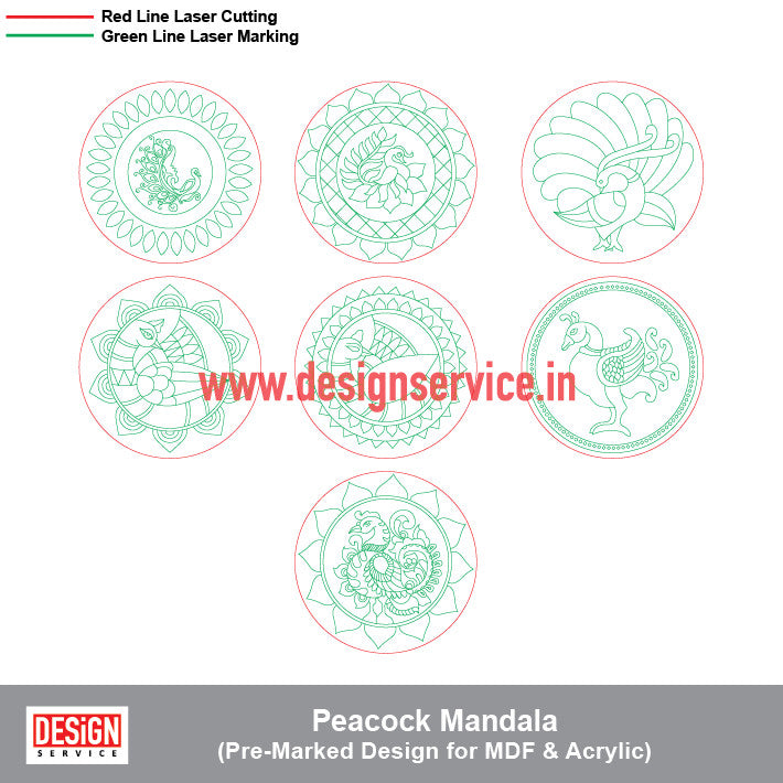 Pre-Marked Design Peacock Mandala