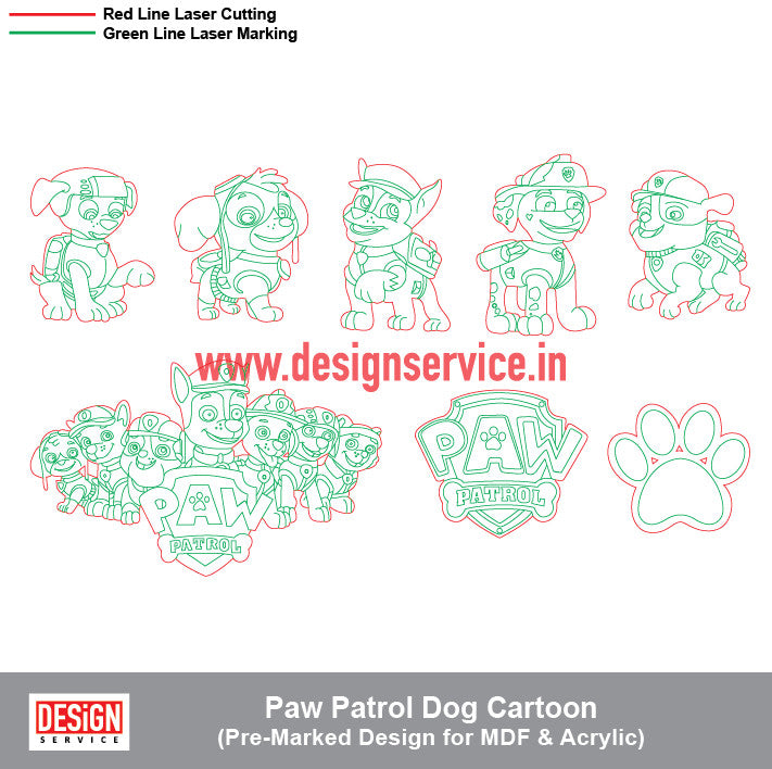 Pre-Marked Design Paw Patrol Dog Cartoon