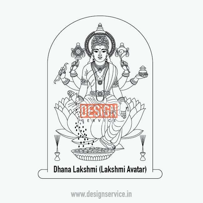 Engraving Design Dhana Lakshmi (Lakshmi Avatar) Ashtalakshmi