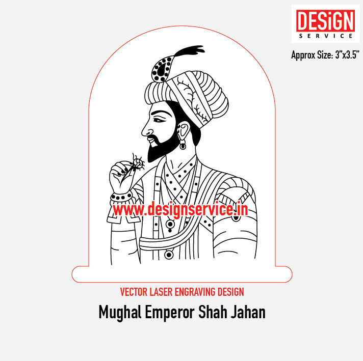 Mughal Emperor Shah Jahan Engraving Design