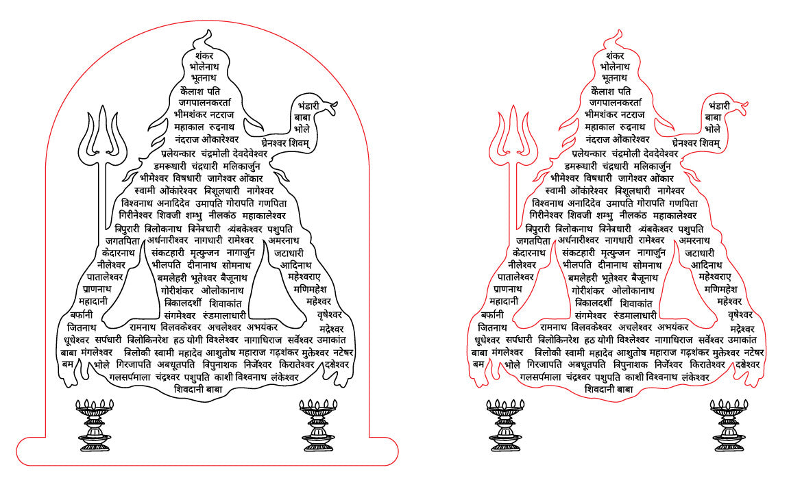 Shiv Sahastra Naam (Shiv all Name) Engraving Design