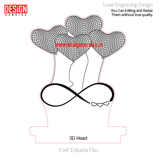 Engraving Design 3D Heart