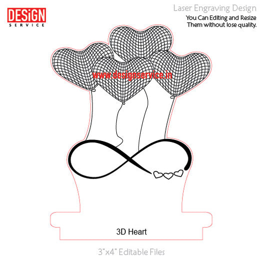 Engraving Design 3D Heart