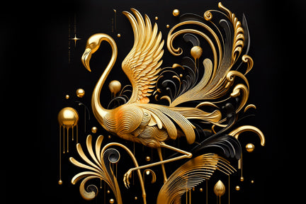 Ai Photo Golden Flamingo Bird