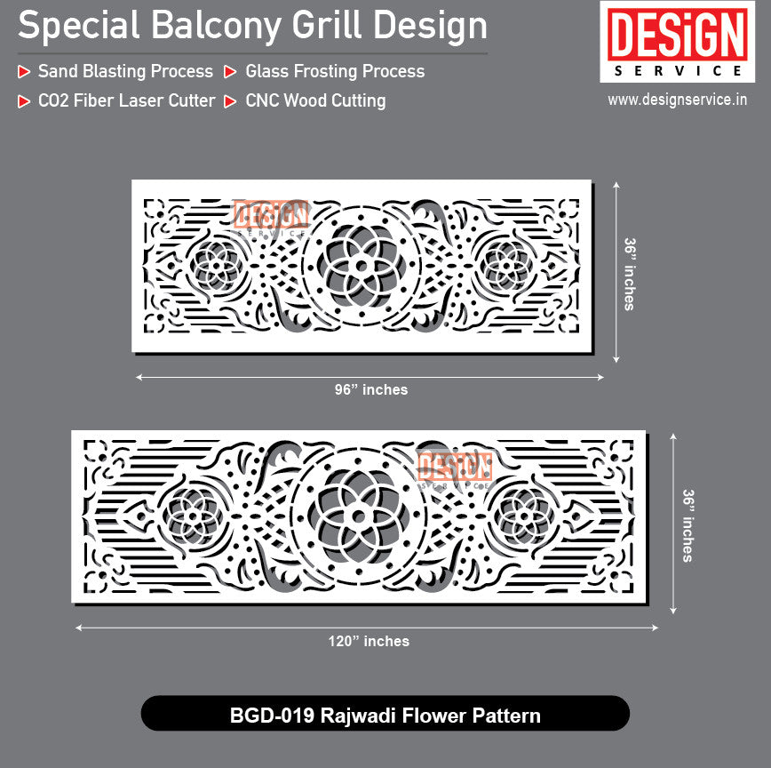 Rajwadi Flower Pattern - Balcony Grill Design