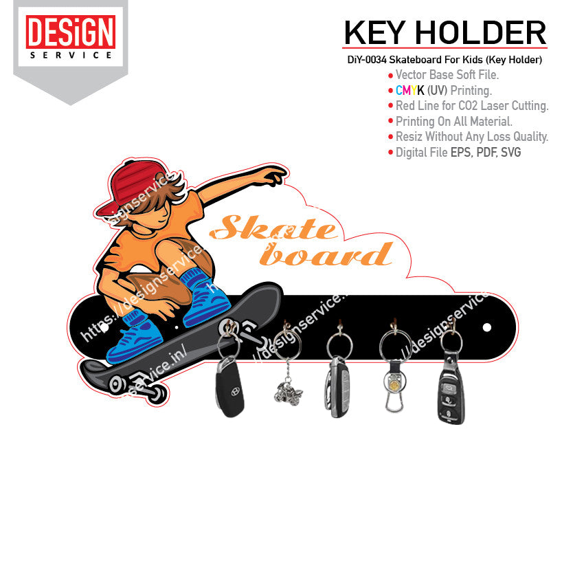 DiY Art Skateboard For Kids (Key Holder)