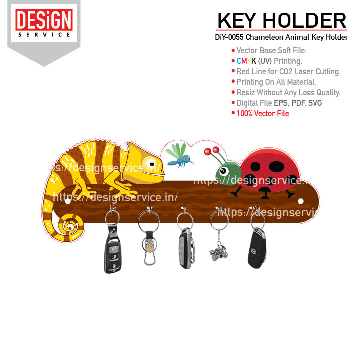 DiY Art Chameleon Animal Key Holder