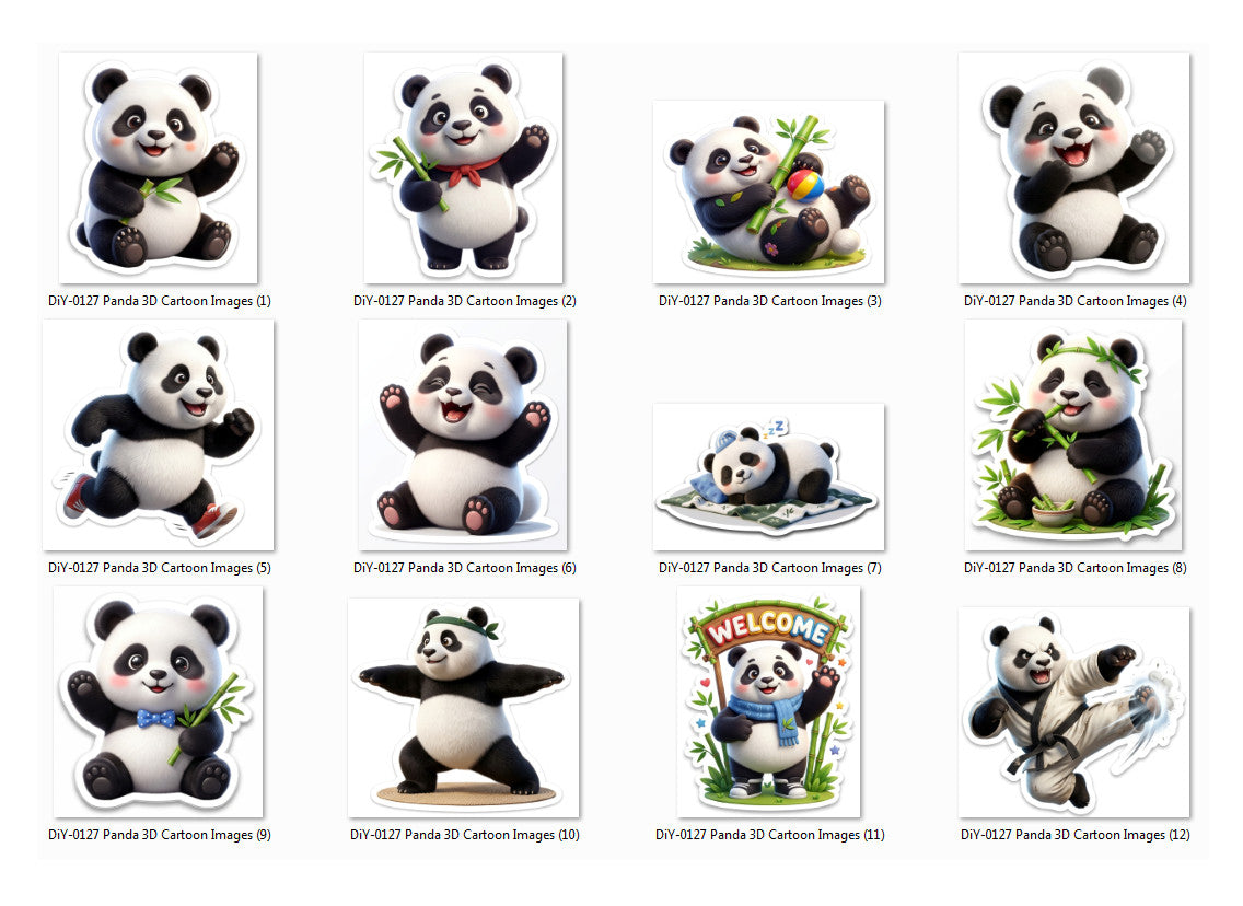 Panda 3D Cartoon Images DiY Art