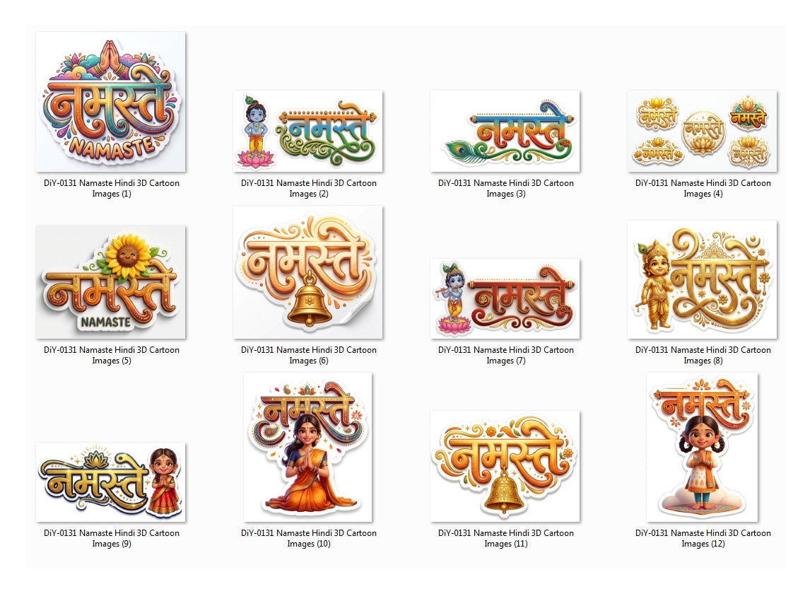 Namaste Hindi 3D Cartoon Images DiY Art