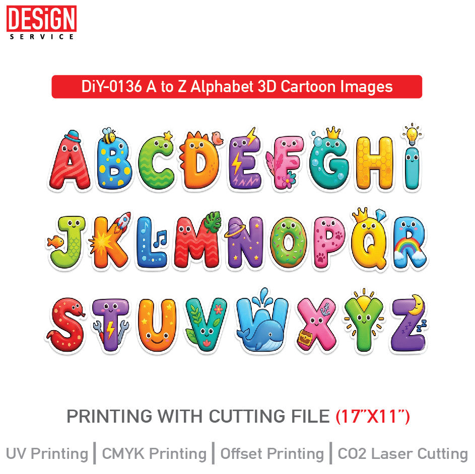 DiY Art A to Z Alphabet 3D Cartoon Images