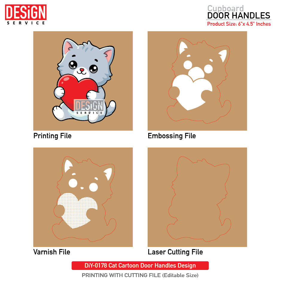 DiY Art Cat Cartoon Door Handles Design