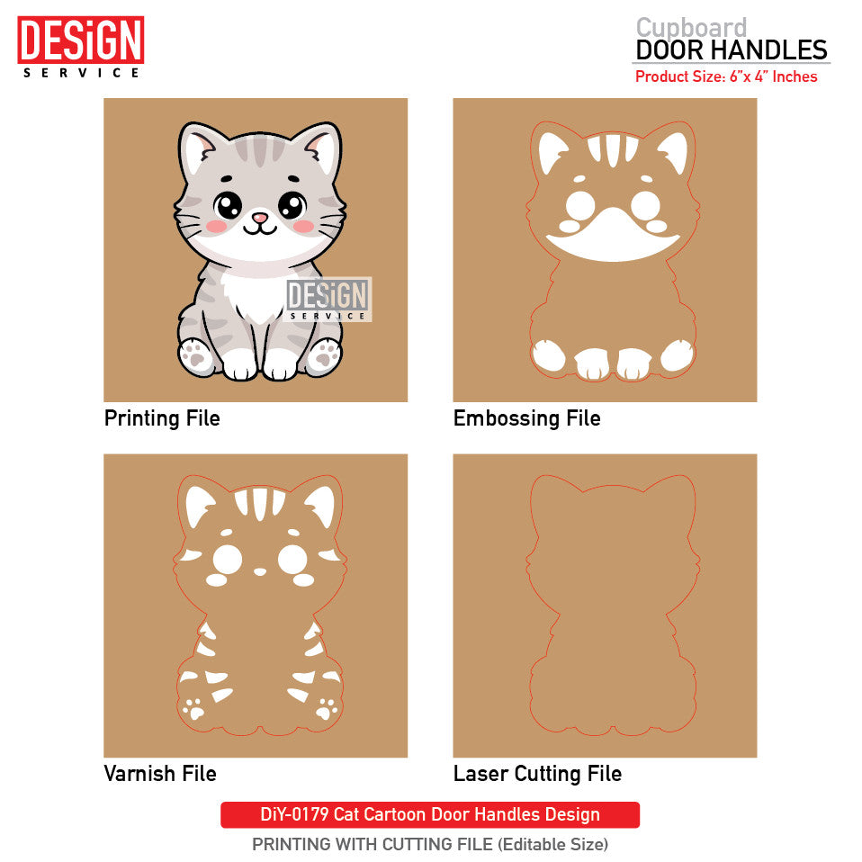 DiY Art Cat Cartoon Door Handles Design