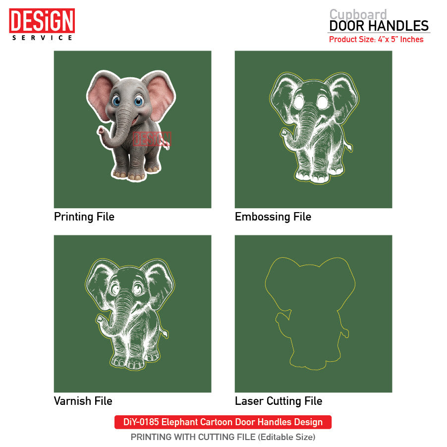 DiY Art Elephant Cartoon Door Handles Design