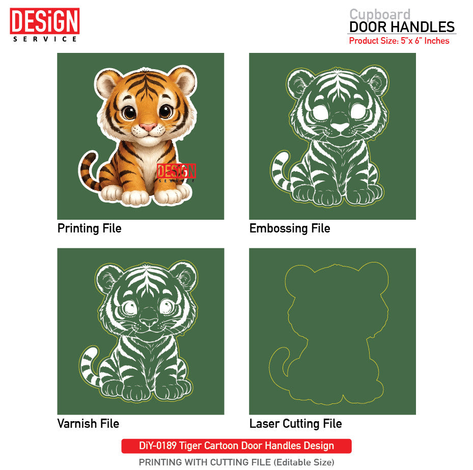 DiY Art Tiger Cartoon Door Handles Design