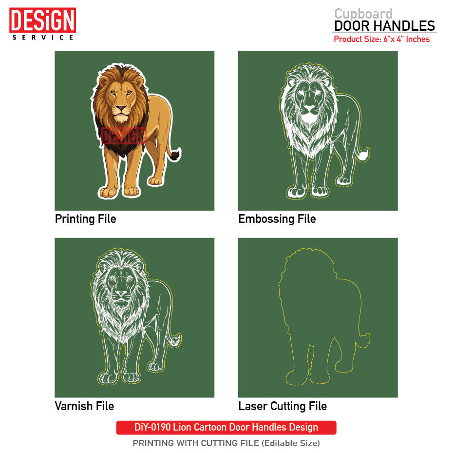DiY Art Lion Cartoon Door Handles Design
