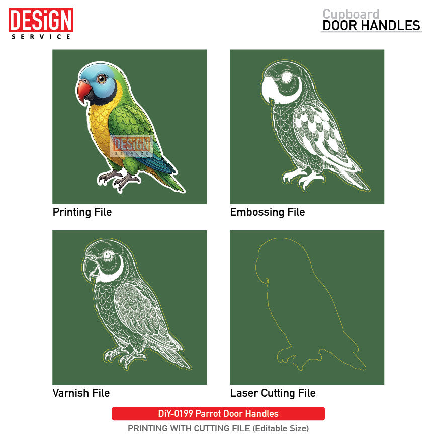 DiY Art Parrot Door Handles - UV Printing