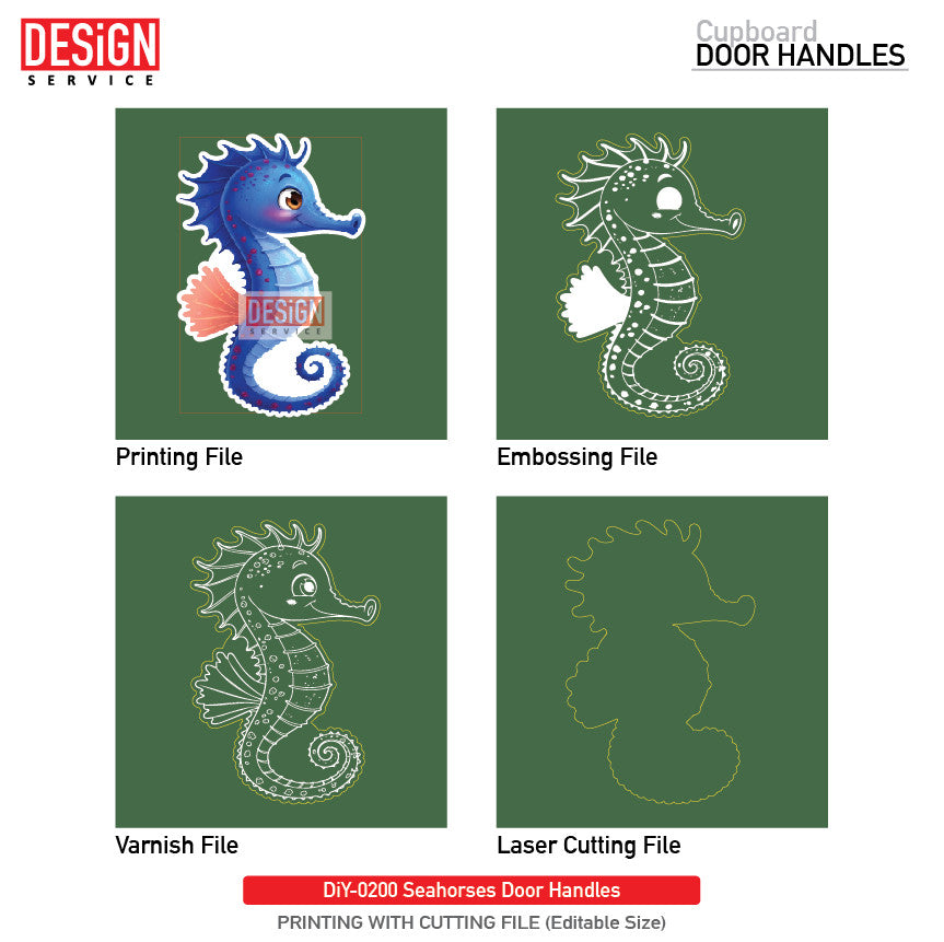 DiY Art Seahorses Door Handles - UV Printing
