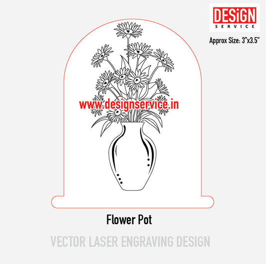Flower Pot Engraving Design