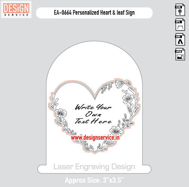 Engraving Design Personalized Heart & leaf Sign