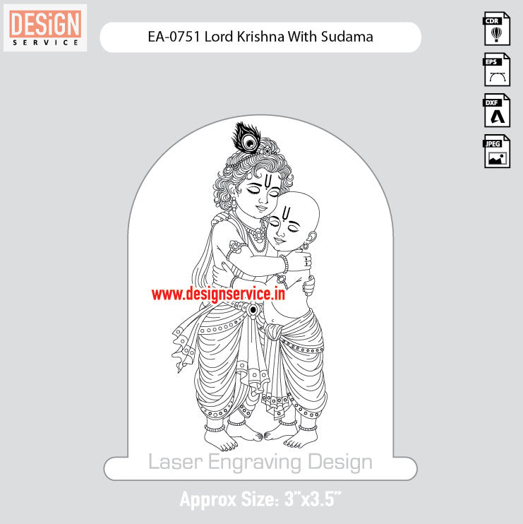 Engraving Design Lord Krishna With Sudama