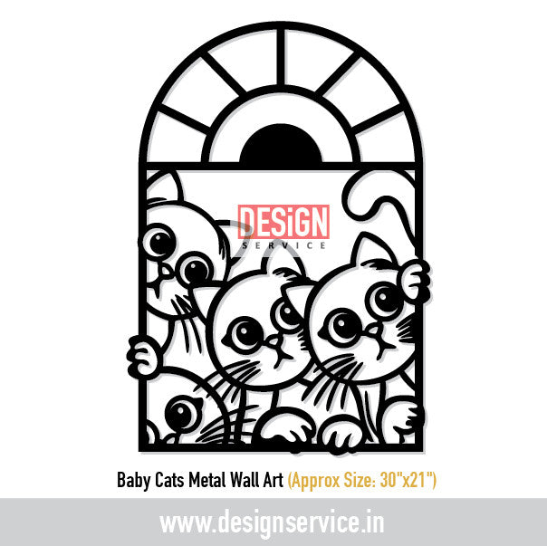 Baby Cats Metal Wall Art Laser Cutting Design