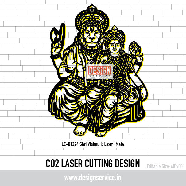 Shri Vishnu & Laxmi Mata Laser Cutting Design