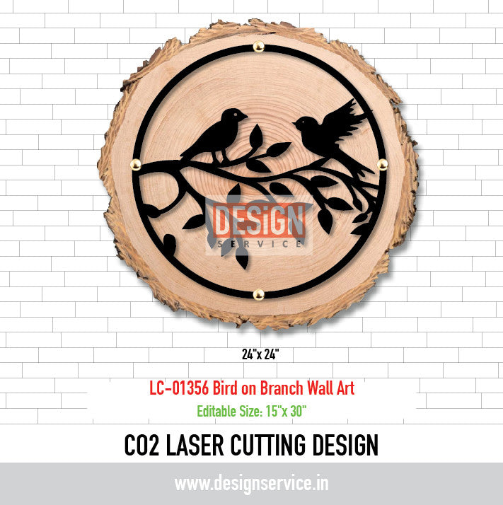 Laser Cutting Design Bird on Branch Wall Art
