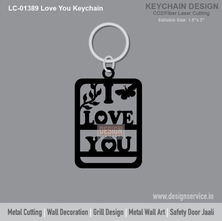 Love You Keychain Laser Cutting Design