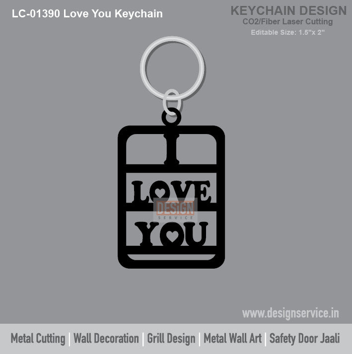 Love You Keychain Laser Cutting Design