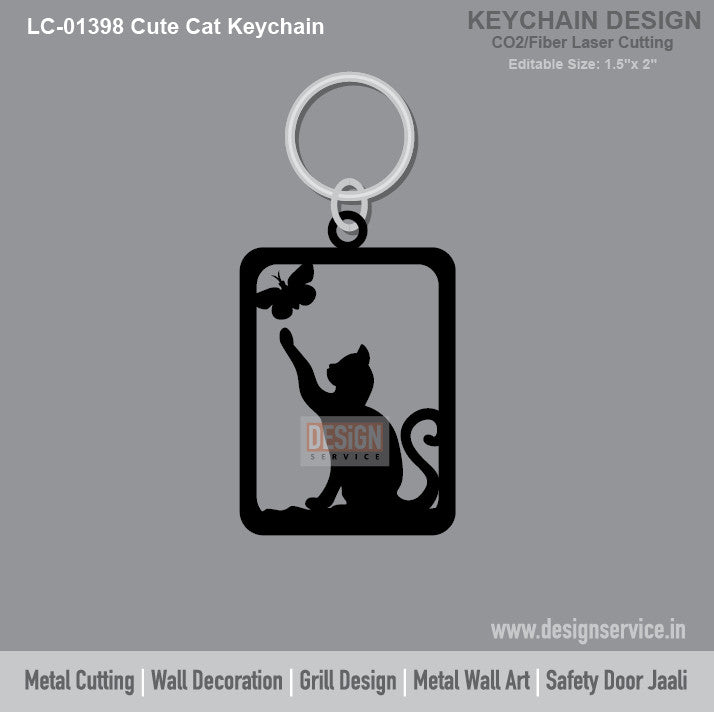 Cute Cat Keychain Laser Cutting Design