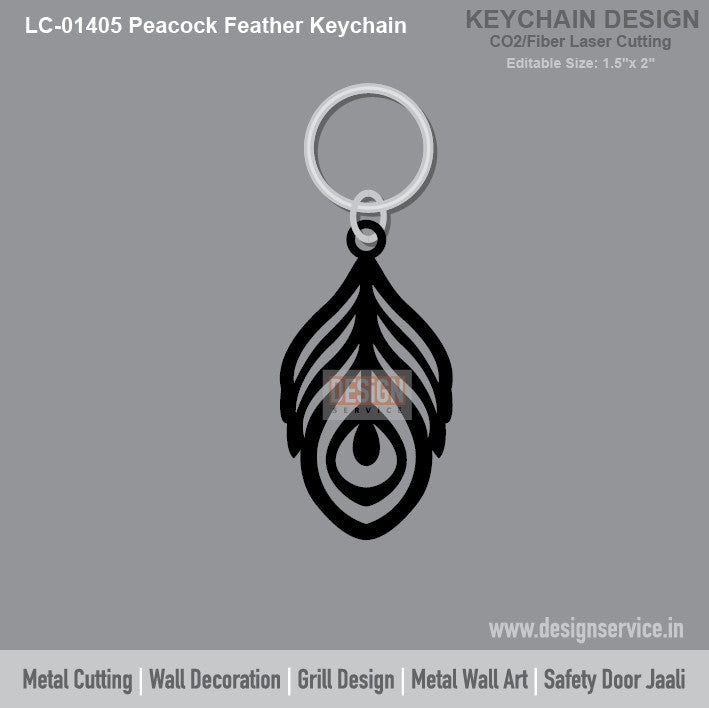 Peacock Feather Keychain Laser Cutting Design