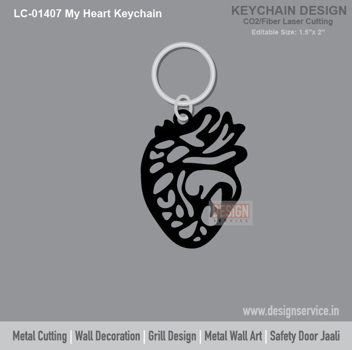 My Heart Keychain Laser Cutting Design