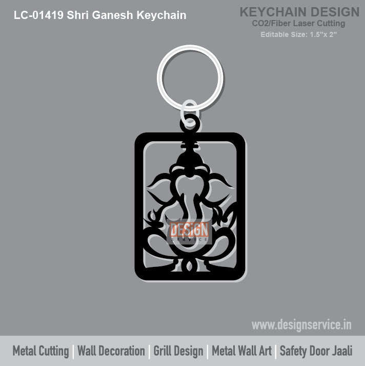 Shri Ganesh Keychain Laser Cutting Design