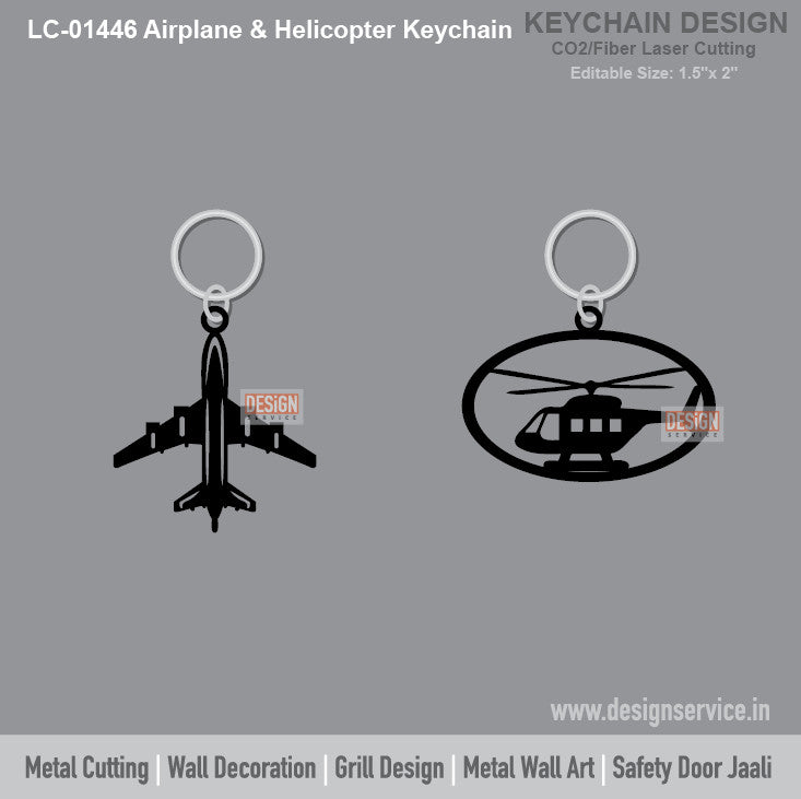 Airplane & Helicopter Keychain Laser Cutting Design