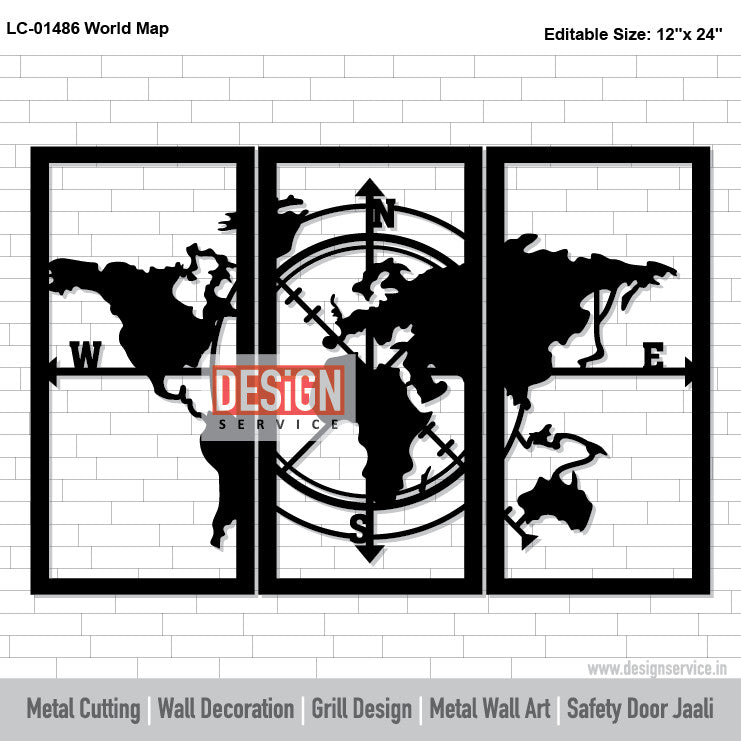 World Map Laser Cutting Design