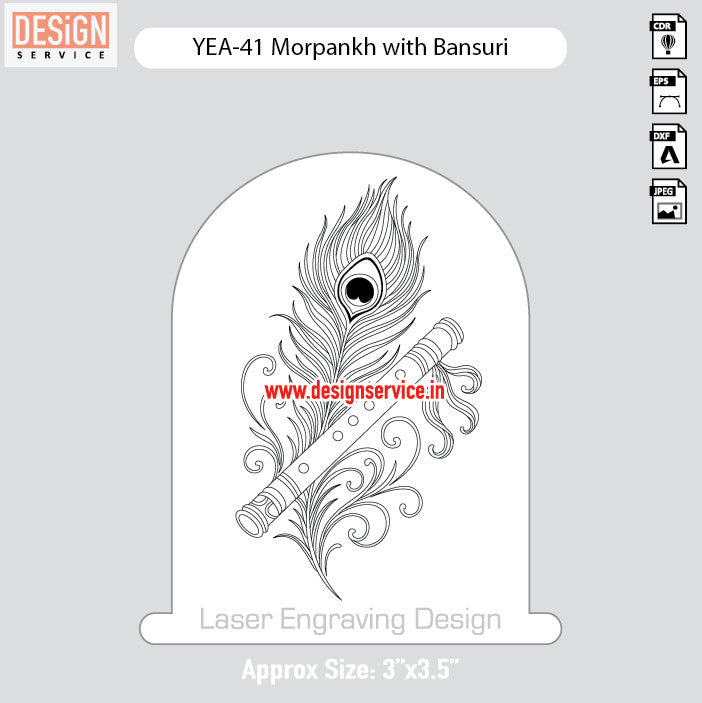 Engraving Design Morpankh with Bansuri