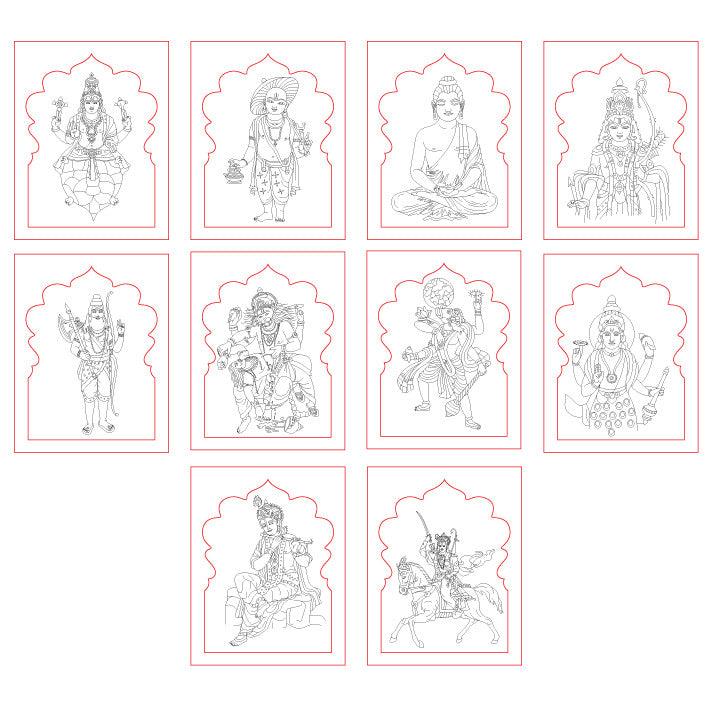 Pre-Marked Design All 10 Avatar of Lord Vishnu