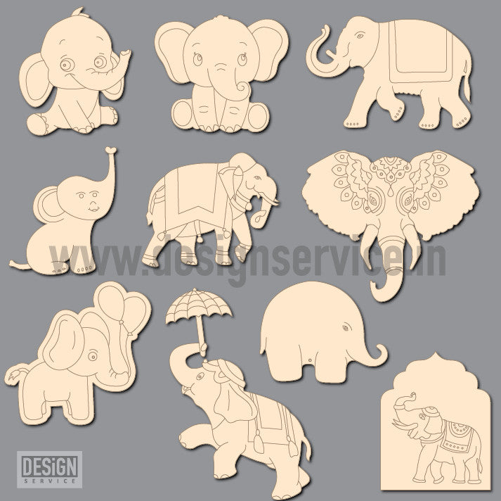 Pre-Marked Design Elephant Cartoon Drawing