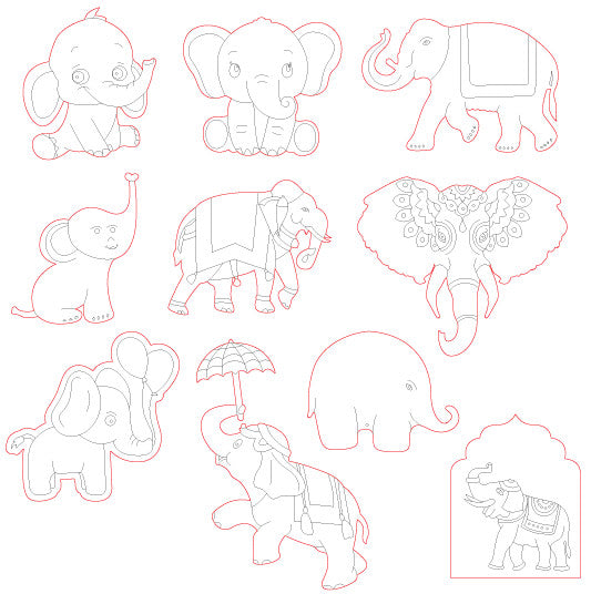 Pre-Marked Design Elephant Cartoon Drawing