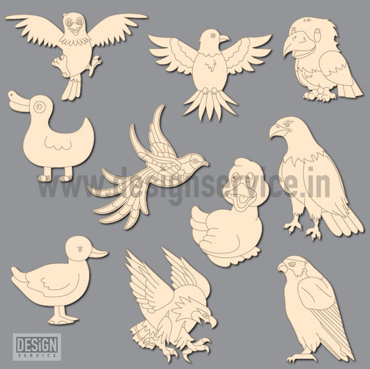 Pre-Marked Design Bird Cartoon Drawing