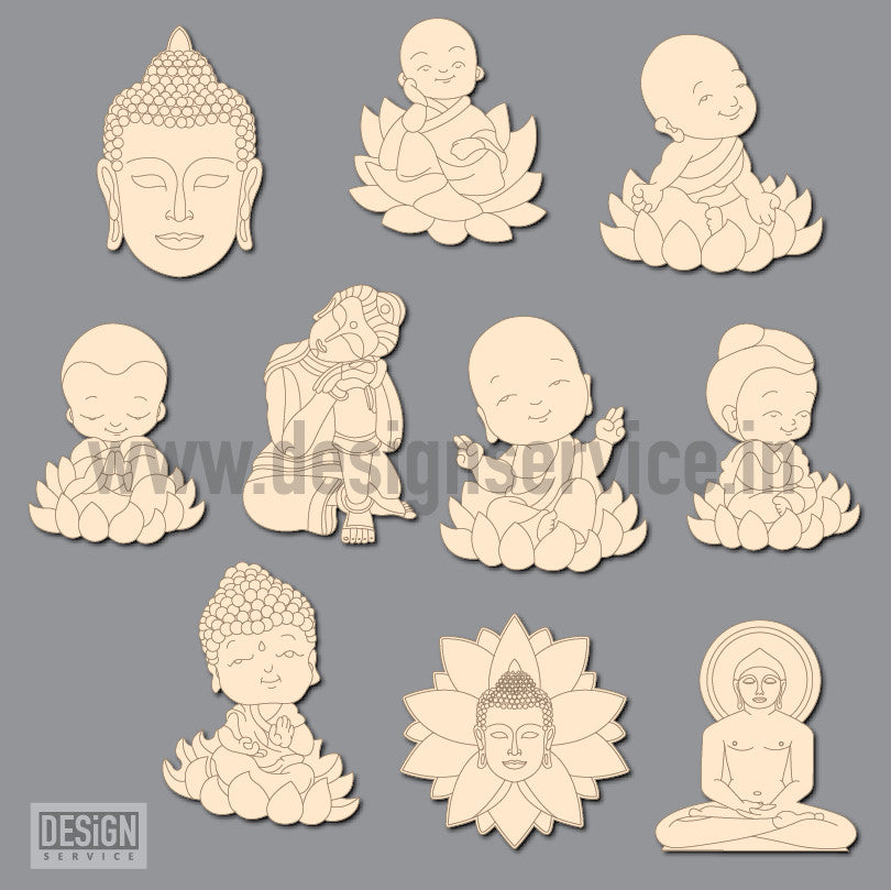 Pre-Marked Design Baby Buddha Cartoon Drawing