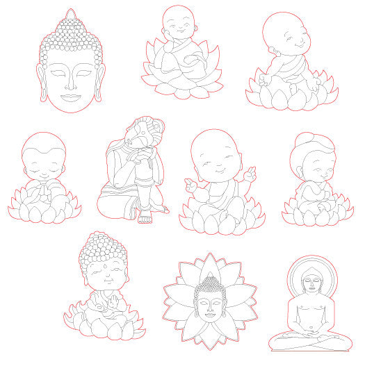 Pre-Marked Design Baby Buddha Cartoon Drawing