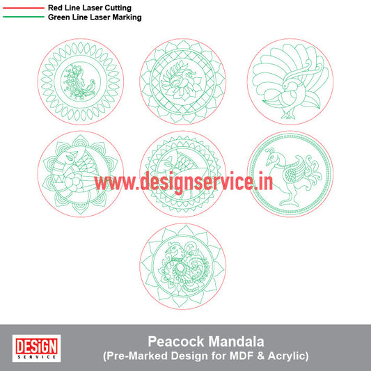 Pre-Marked Design Peacock Mandala