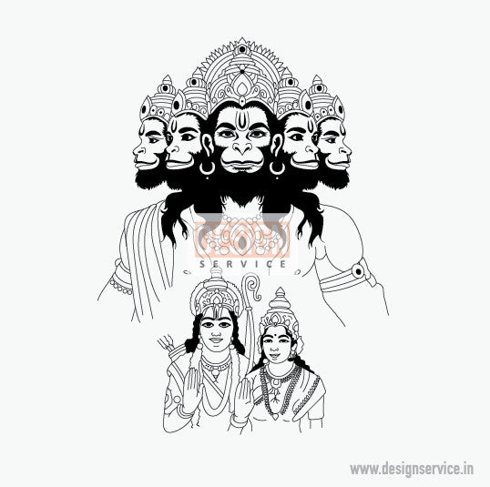 Engraving Design Panchmukhi Hanuman Ji