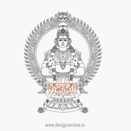 Engraving Design Ayyappan Hindu Legend