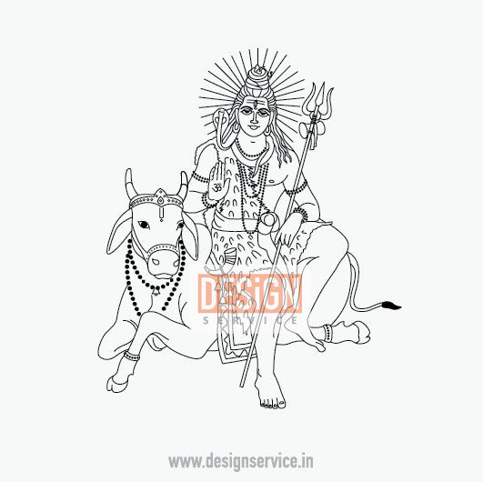 Engraving Design Bholenath Shiva On Cow