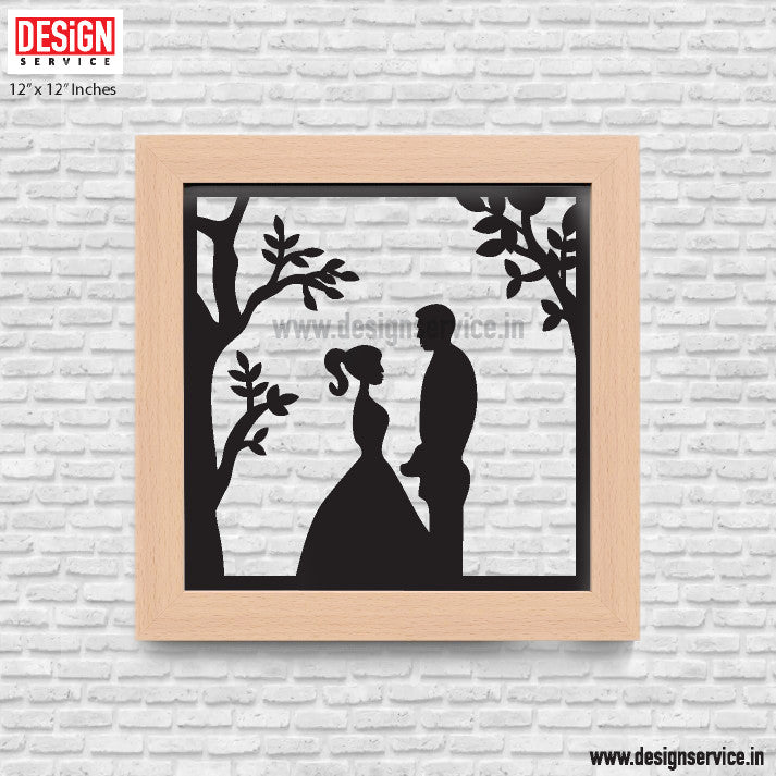 Laser Cutting Design Happy Couple Laser Cutting metal wall Decor (12x12)