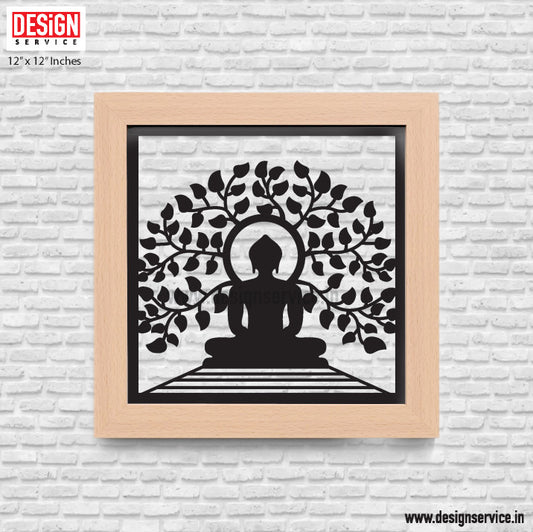 Laser Cutting Design Mahavir Swami Laser Cutting metal wall Decor (12x12)