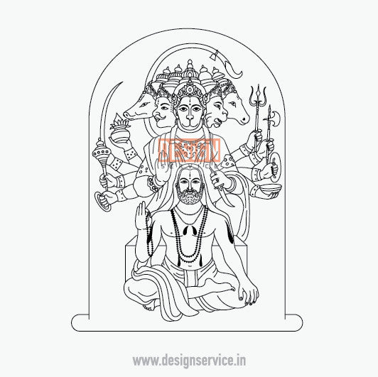 Engraving Design Raghavendra & Panchmukhi Hanuman